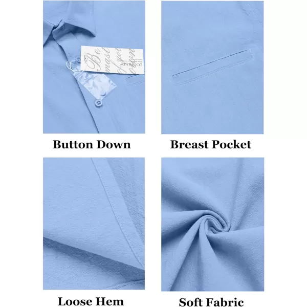 COOFANDY Mens Casual Linen Shirt Short Sleeve Button Down Shirt Summer Beach Hawaiian Shirts