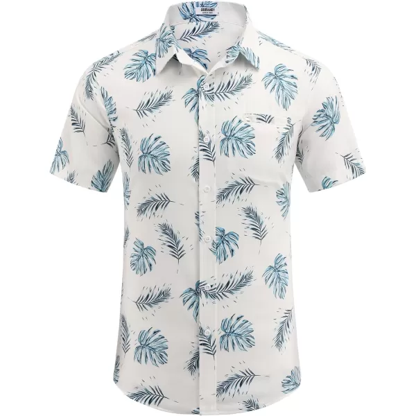 COOFANDY Mens Casual Linen Shirt Short Sleeve Button Down Shirt Summer Beach Hawaiian Shirts