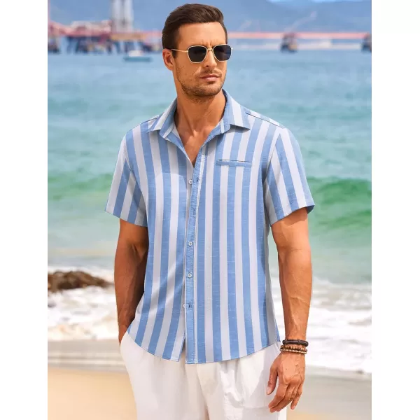 COOFANDY Mens Casual Linen Shirt Short Sleeve Button Down Shirt Summer Beach Hawaiian Shirts