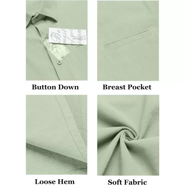 COOFANDY Mens Casual Linen Shirt Short Sleeve Button Down Shirt Summer Beach Hawaiian Shirts