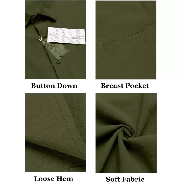 COOFANDY Mens Casual Linen Shirt Short Sleeve Button Down Shirt Summer Beach Hawaiian Shirts