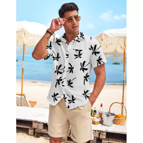 COOFANDY Mens Casual Linen Shirt Short Sleeve Button Down Shirt Summer Beach Hawaiian Shirts