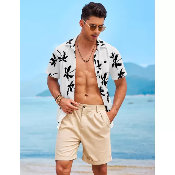 COOFANDY Mens Casual Linen Shirt Short Sleeve Button Down Shirt Summer Beach Hawaiian Shirts