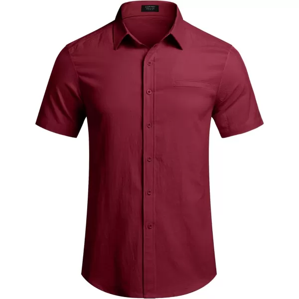 COOFANDY Mens Casual Linen Shirt Short Sleeve Button Down Shirt Summer Beach Hawaiian Shirts