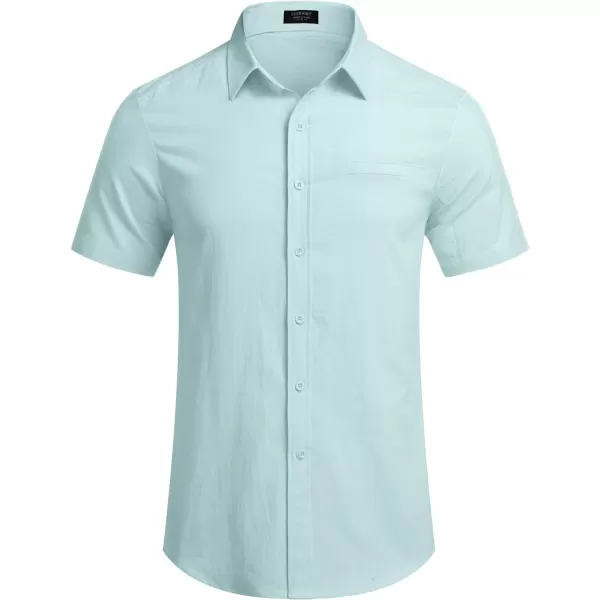 COOFANDY Mens Casual Linen Shirt Short Sleeve Button Down Shirt Summer Beach Hawaiian Shirts