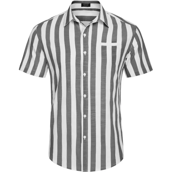 COOFANDY Mens Casual Linen Shirt Short Sleeve Button Down Shirt Summer Beach Hawaiian Shirts