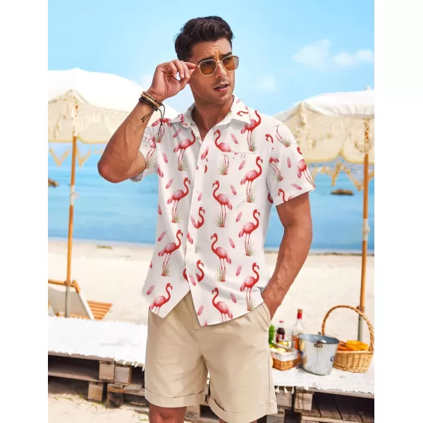 COOFANDY Mens Casual Linen Shirt Short Sleeve Button Down Shirt Summer Beach Hawaiian Shirts