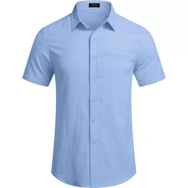 COOFANDY Mens Casual Linen Shirt Short Sleeve Button Down Shirt Summer Beach Hawaiian Shirts