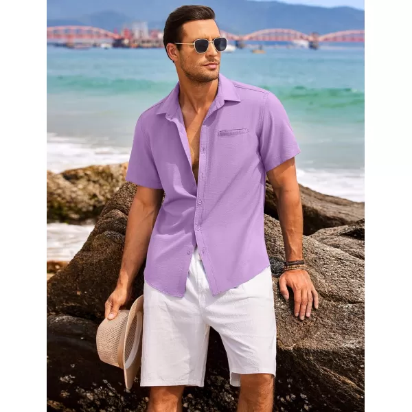 COOFANDY Mens Casual Linen Shirt Short Sleeve Button Down Shirt Summer Beach Hawaiian Shirts