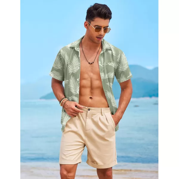 COOFANDY Mens Casual Linen Shirt Short Sleeve Button Down Shirt Summer Beach Hawaiian Shirts