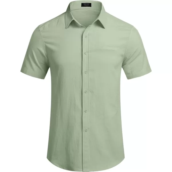 COOFANDY Mens Casual Linen Shirt Short Sleeve Button Down Shirt Summer Beach Hawaiian Shirts