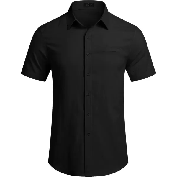 COOFANDY Mens Casual Linen Shirt Short Sleeve Button Down Shirt Summer Beach Hawaiian Shirts
