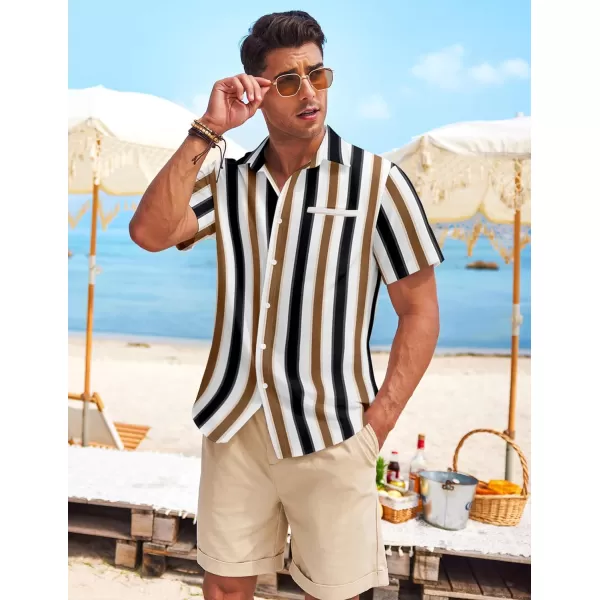 COOFANDY Mens Casual Linen Shirt Short Sleeve Button Down Shirt Summer Beach Hawaiian Shirts