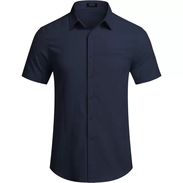 COOFANDY Mens Casual Linen Shirt Short Sleeve Button Down Shirt Summer Beach Hawaiian Shirts