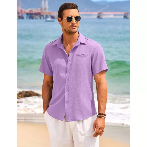 COOFANDY Mens Casual Linen Shirt Short Sleeve Button Down Shirt Summer Beach Hawaiian Shirts