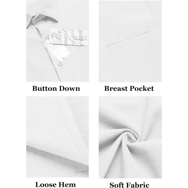 COOFANDY Mens Casual Linen Shirt Short Sleeve Button Down Shirt Summer Beach Hawaiian Shirts