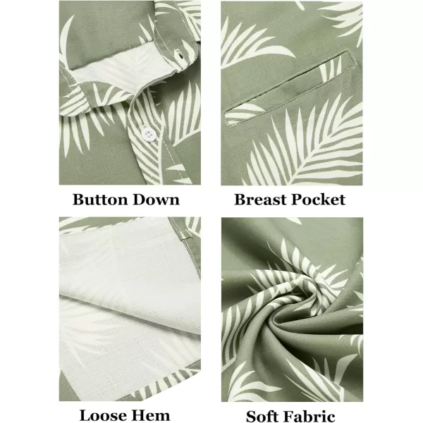 COOFANDY Mens Casual Linen Shirt Short Sleeve Button Down Shirt Summer Beach Hawaiian Shirts
