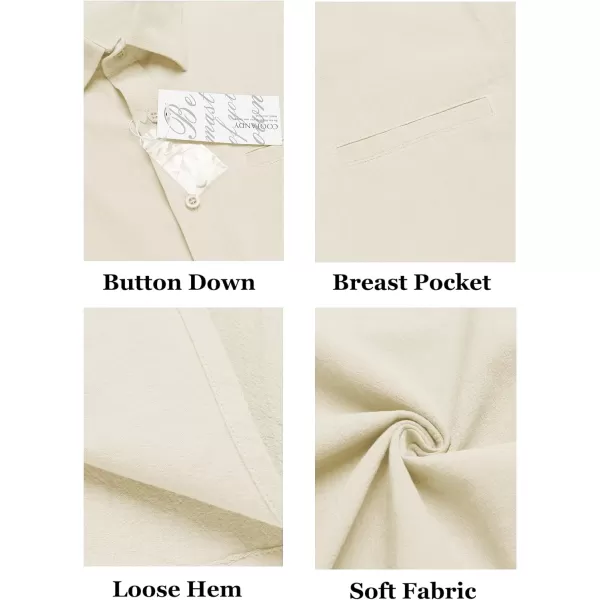 COOFANDY Mens Casual Linen Shirt Short Sleeve Button Down Shirt Summer Beach Hawaiian Shirts