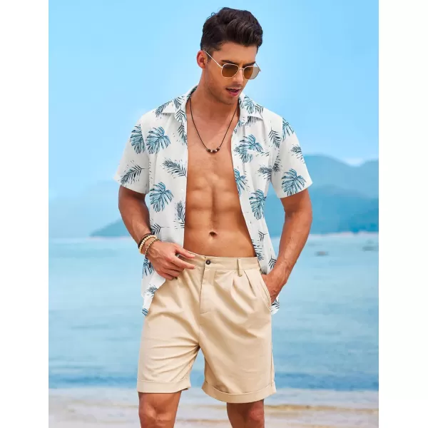 COOFANDY Mens Casual Linen Shirt Short Sleeve Button Down Shirt Summer Beach Hawaiian Shirts