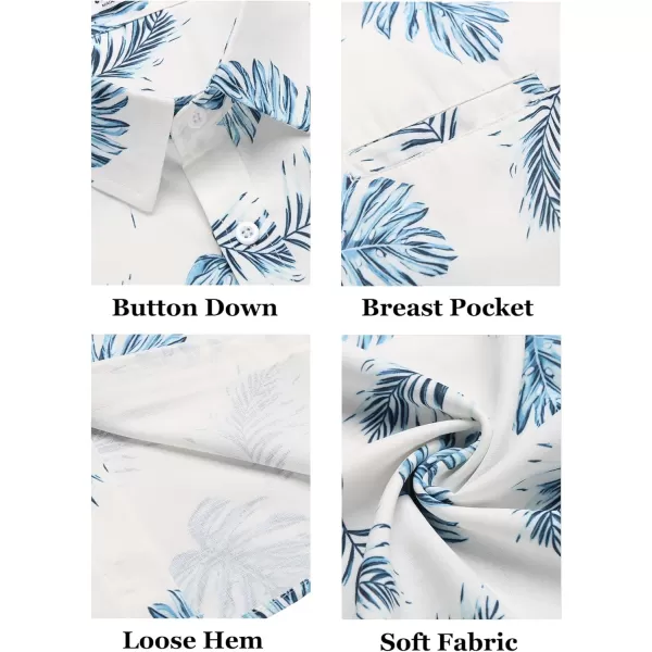 COOFANDY Mens Casual Linen Shirt Short Sleeve Button Down Shirt Summer Beach Hawaiian Shirts