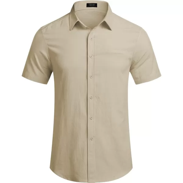 COOFANDY Mens Casual Linen Shirt Short Sleeve Button Down Shirt Summer Beach Hawaiian Shirts