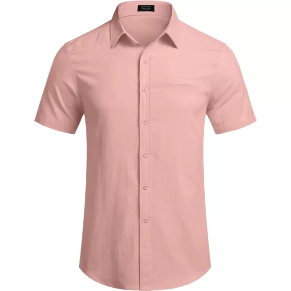 COOFANDY Mens Casual Linen Shirt Short Sleeve Button Down Shirt Summer Beach Hawaiian Shirts