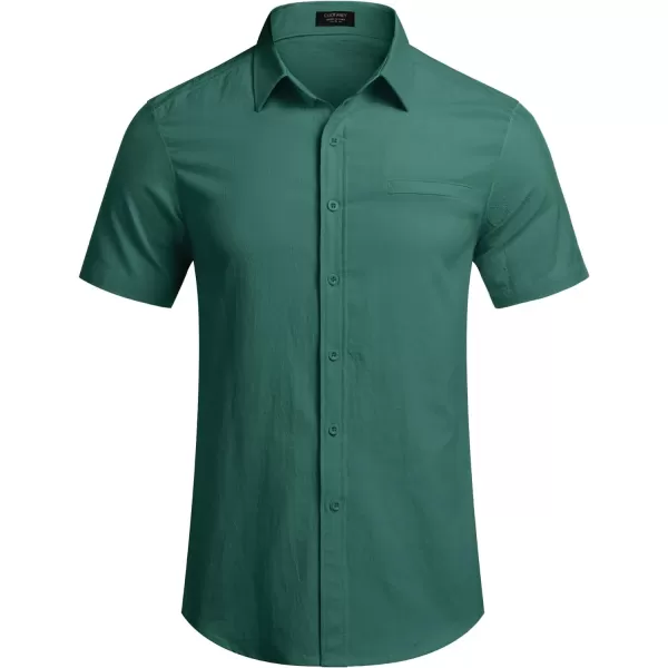 COOFANDY Mens Casual Linen Shirt Short Sleeve Button Down Shirt Summer Beach Hawaiian Shirts
