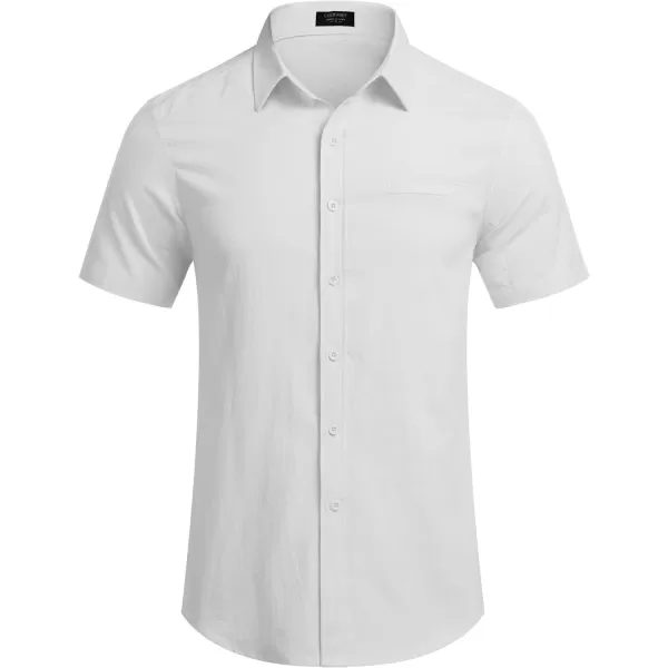 COOFANDY Mens Casual Linen Shirt Short Sleeve Button Down Shirt Summer Beach Hawaiian Shirts