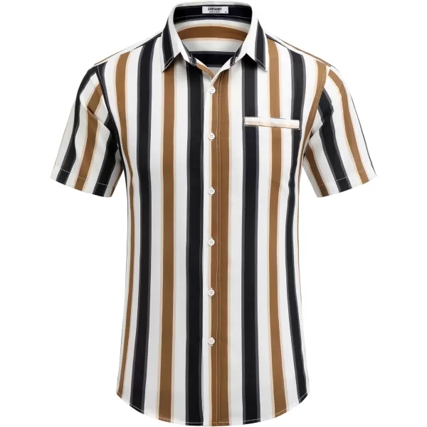 COOFANDY Mens Casual Linen Shirt Short Sleeve Button Down Shirt Summer Beach Hawaiian Shirts