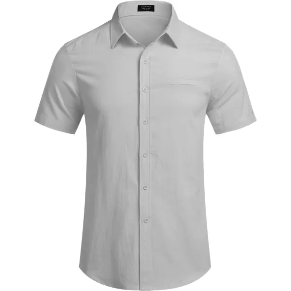 COOFANDY Mens Casual Linen Shirt Short Sleeve Button Down Shirt Summer Beach Hawaiian Shirts