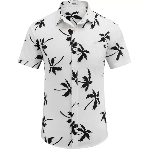 COOFANDY Mens Casual Linen Shirt Short Sleeve Button Down Shirt Summer Beach Hawaiian Shirts