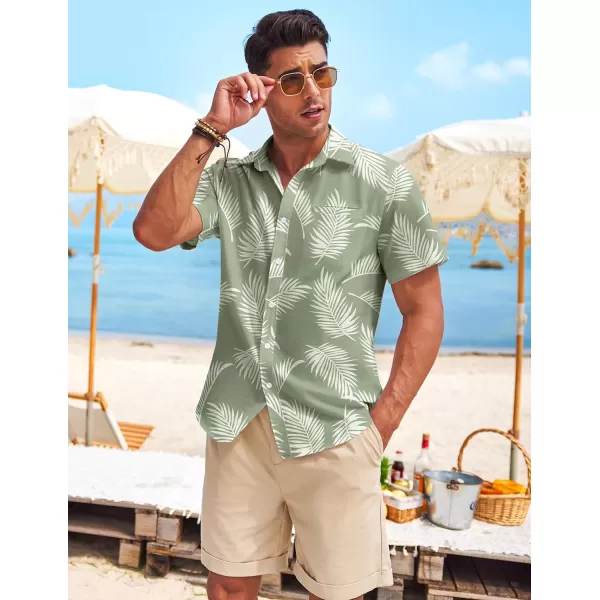 COOFANDY Mens Casual Linen Shirt Short Sleeve Button Down Shirt Summer Beach Hawaiian Shirts