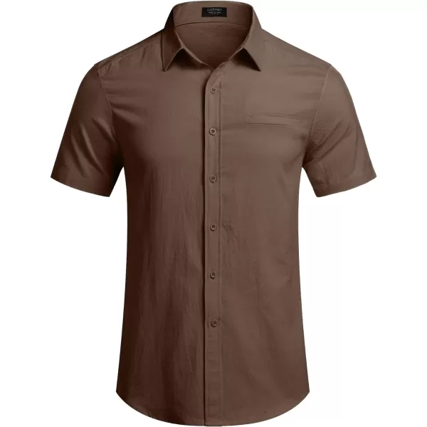 COOFANDY Mens Casual Linen Shirt Short Sleeve Button Down Shirt Summer Beach Hawaiian Shirts