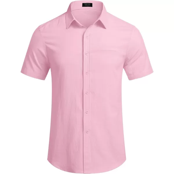 COOFANDY Mens Casual Linen Shirt Short Sleeve Button Down Shirt Summer Beach Hawaiian Shirts