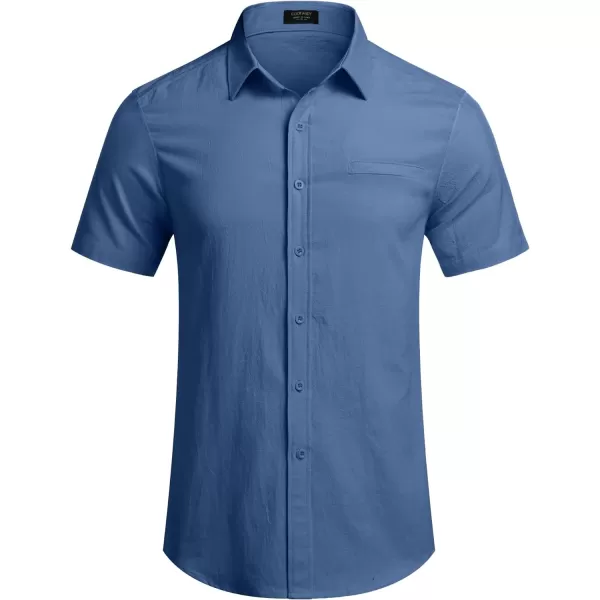 COOFANDY Mens Casual Linen Shirt Short Sleeve Button Down Shirt Summer Beach Hawaiian Shirts