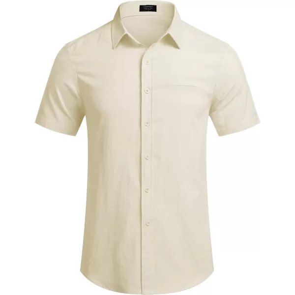COOFANDY Mens Casual Linen Shirt Short Sleeve Button Down Shirt Summer Beach Hawaiian Shirts