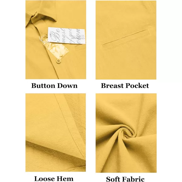 COOFANDY Mens Casual Linen Shirt Short Sleeve Button Down Shirt Summer Beach Hawaiian Shirts