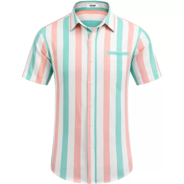 COOFANDY Mens Casual Linen Shirt Short Sleeve Button Down Shirt Summer Beach Hawaiian Shirts