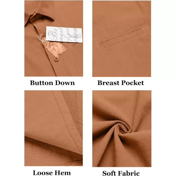 COOFANDY Mens Casual Linen Shirt Short Sleeve Button Down Shirt Summer Beach Hawaiian Shirts