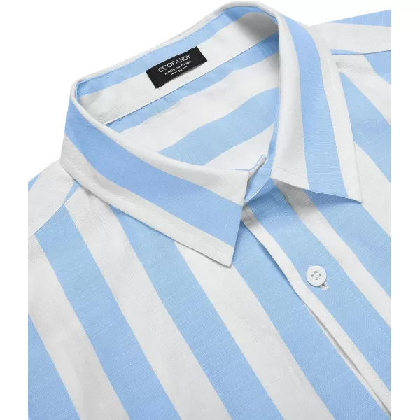 COOFANDY Mens Casual Linen Shirt Short Sleeve Button Down Shirt Summer Beach Hawaiian Shirts