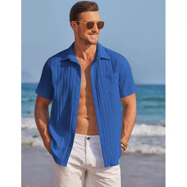 COOFANDY Mens Casual Shirts Short Sleeve Button Down Shirts Fashion Textured Summer Beach Shirt