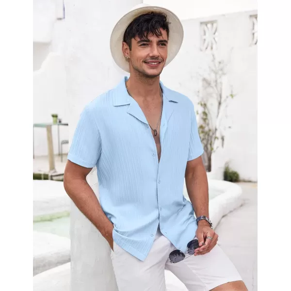 COOFANDY Men's Casual Shirts Short Sleeve Button Down Shirts Fashion Textured Summer Beach Shirt
