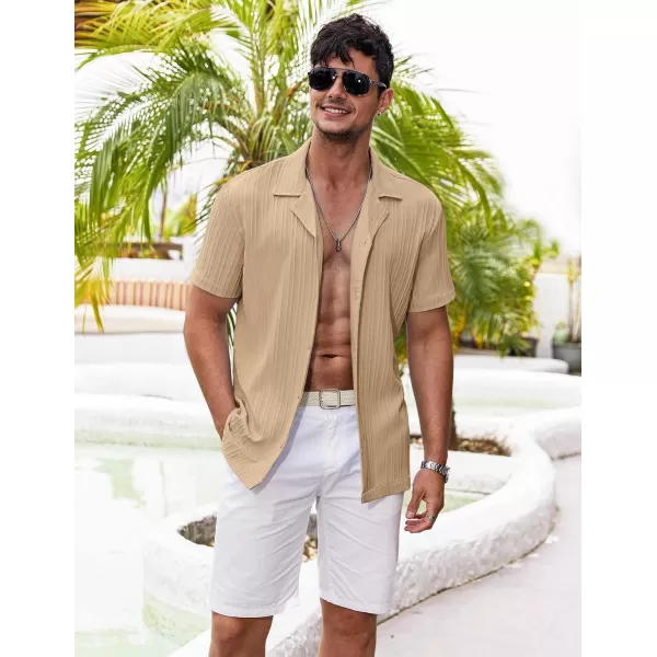 COOFANDY Men's Casual Shirts Short Sleeve Button Down Shirts Fashion Textured Summer Beach Shirt