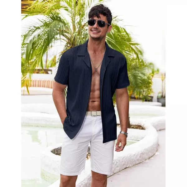 COOFANDY Men's Casual Shirts Short Sleeve Button Down Shirts Fashion Textured Summer Beach Shirt