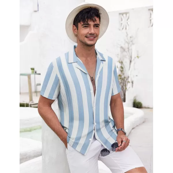 COOFANDY Men's Casual Shirts Short Sleeve Button Down Shirts Fashion Textured Summer Beach Shirt