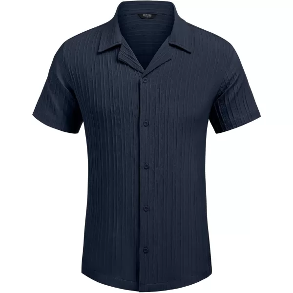 COOFANDY Men's Casual Shirts Short Sleeve Button Down Shirts Fashion Textured Summer Beach Shirt