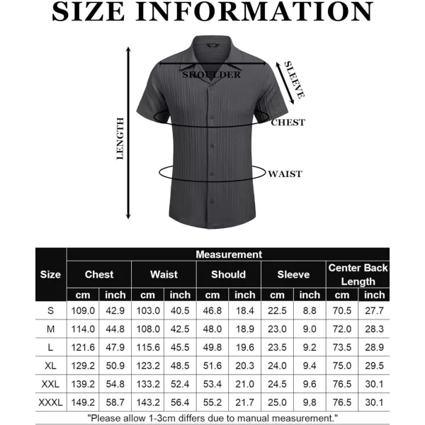 COOFANDY Men's Casual Shirts Short Sleeve Button Down Shirts Fashion Textured Summer Beach Shirt