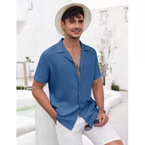 COOFANDY Men's Casual Shirts Short Sleeve Button Down Shirts Fashion Textured Summer Beach Shirt
