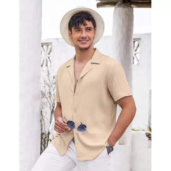 COOFANDY Men's Casual Shirts Short Sleeve Button Down Shirts Fashion Textured Summer Beach Shirt