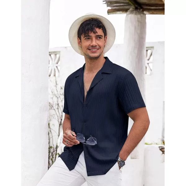 COOFANDY Men's Casual Shirts Short Sleeve Button Down Shirts Fashion Textured Summer Beach Shirt